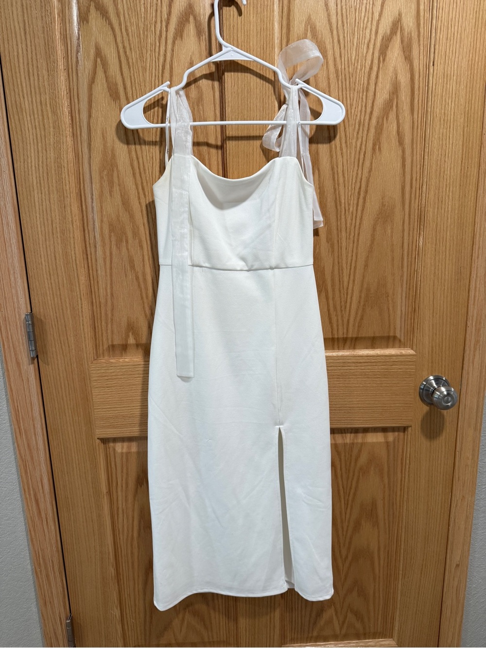 Lulu's White Cowl Neck Midi Dress with Shoulder Ties